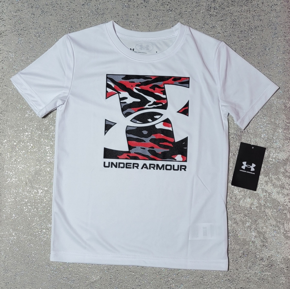 NEW UNDER ARMOUR Boys White Shirt Sleeve Shirt Size 6
